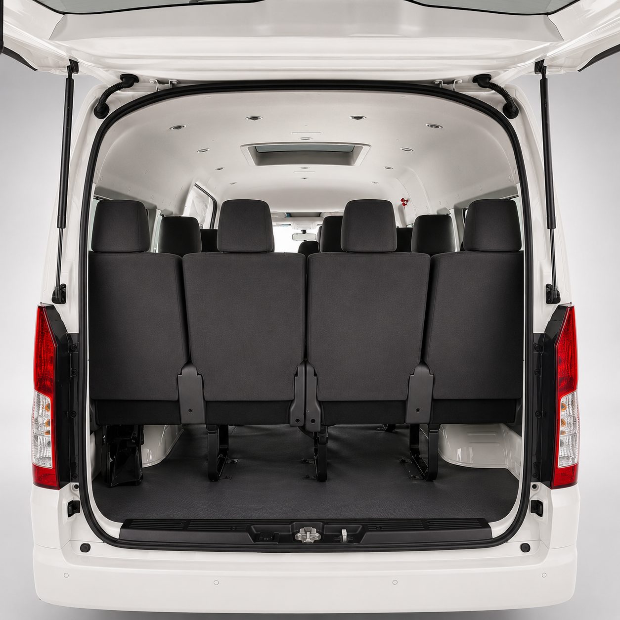 Boot space with the last row upright — luggage still fits behind all 15 seats